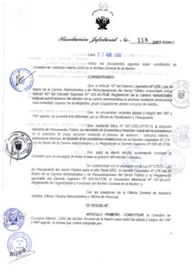 Resolución Jefatural N° 119-2002/AGN/J