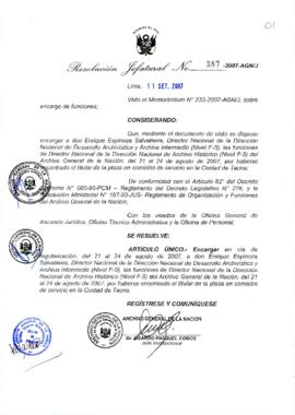 Resolución Jefatural N° 387-2007-AGN/J