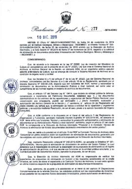 Resolución Jefatural N° 277-2019-AGN/J