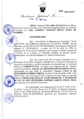 Resolución Jefatural N° 145-2004-AGN/J