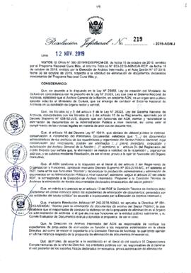 Resolución Jefatural N° 219-2019-AGN/J