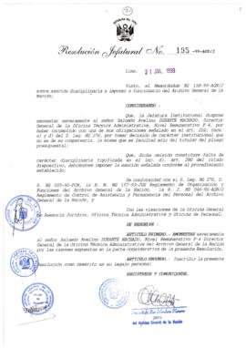 Resolución Jefatural N° 195-1999/AGN/J