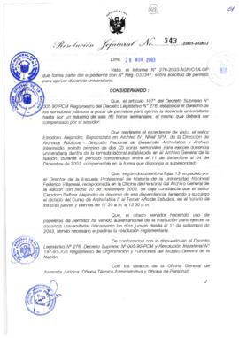 Resolución Jefatural N° 343-2003-AGN/J