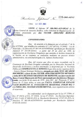 Resolución Jefatural N° 239-2003-AGN/J