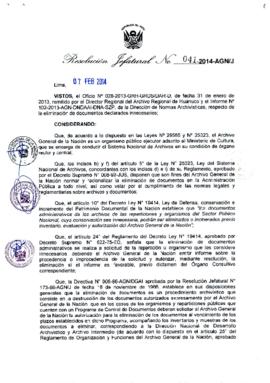 Resolución Jefatural N° 041-2014-AGN/J