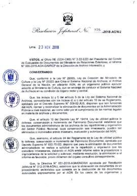 Resolución Jefatural N° 285-2018-AGN/J