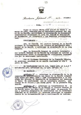 Resolución Jefatural N° 023-1987/AGN/J