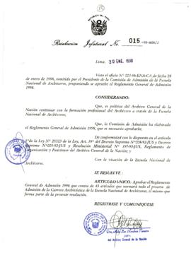 Resolución Jefatural N° 015-1998/AGN/J