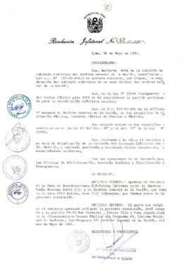 Resolución Jefatural N° 182-1991/AGN/J