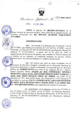 Resolución Jefatural N° 267-2003-AGN/J