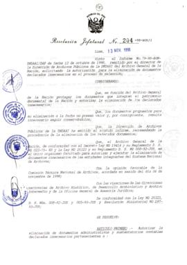Resolución Jefatural N° 204-1998/AGN/J