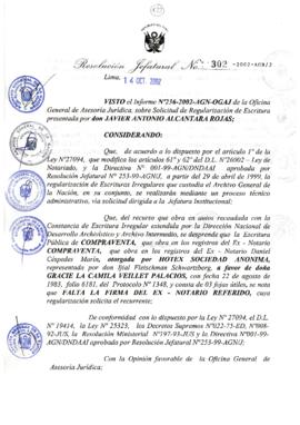 Resolución Jefatural N° 302-2002/AGN/J