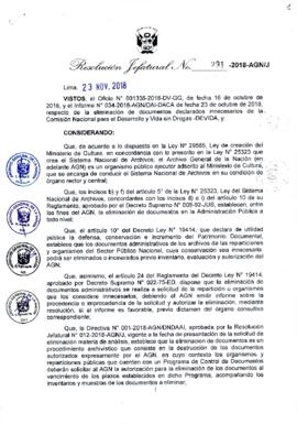 Resolución Jefatural N° 291-2018-AGN/J