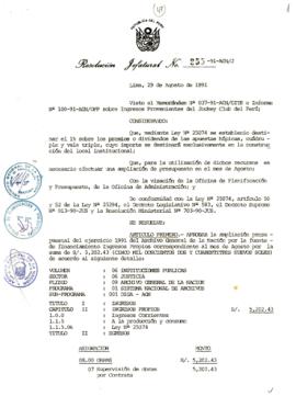 Resolución Jefatural N° 255-1991/AGN/J