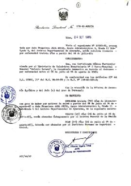 Resolución Directoral N° 78-85-AGN/OA