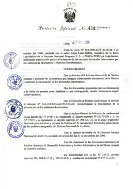 Resolución Jefatural N° 494-2000/AGN/J