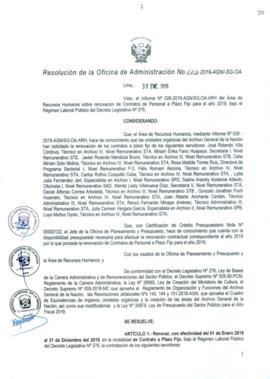 Resolución de la Oficina de Administración N° 012-2019-AGN/SG-OA