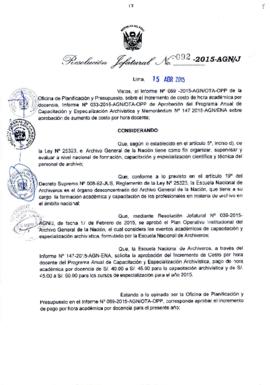 Resolución Jefatural N° 092-2015-AGN/J