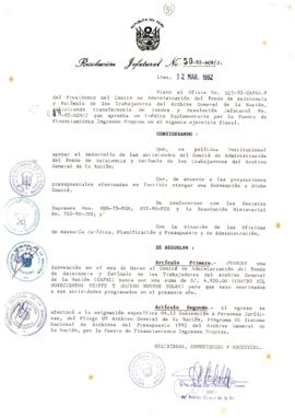Resolución Jefatural N° 050-1992/AGN/J