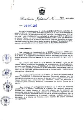 Resolución Jefatural N° 219-2017-AGN/J