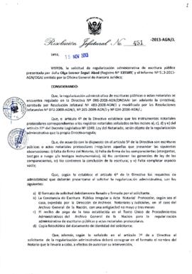 Resolución Jefatural N° 451-2013-AGN/J