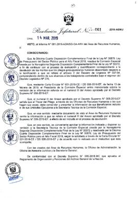 Resolución Jefatural N° 061-2019-AGN/J