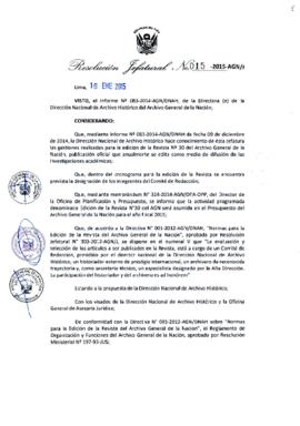 Resolución Jefatural N° 015-2015-AGN/J