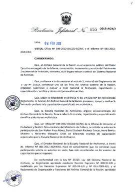 Resolución Jefatural N° 055-2013-AGN/J