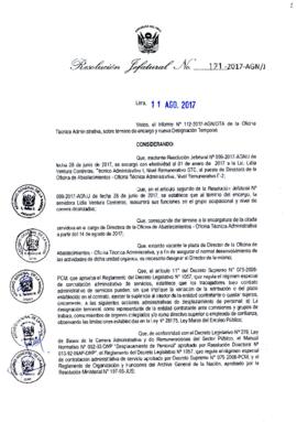Resolución Jefatural N° 121-2017-AGN/J