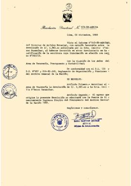 Resolución Directoral N° 078-88-AGN/OA