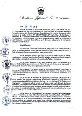 Resolución Jefatural N° 012-2018-AGN/J