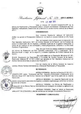 Resolución Jefatural N° 170-2011-AGN/J