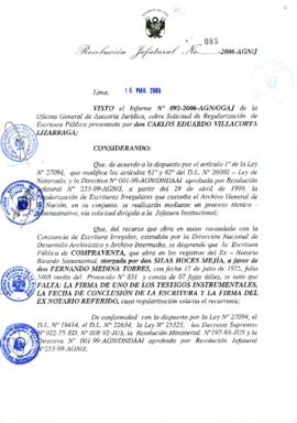 Resolución Jefatural N° 085-2006-AGN/J