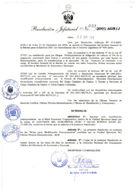 Resolución Jefatural N°093-2001/AGN/J