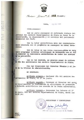 Resolución Jefatural N° 065-1986/AGN/J