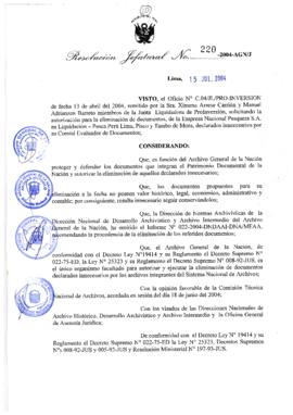 Resolución Jefatural N° 220-2004-AGN/J