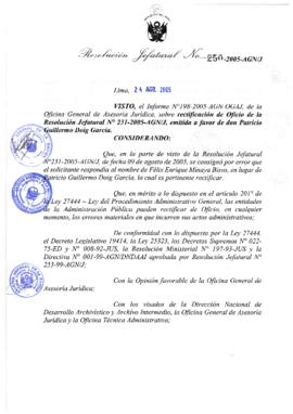 Resolución Jefatural N° 250-2005-AGN/J