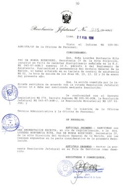 Resolución Jefatural N° 035-1996/AGN/J
