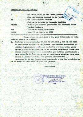 INFORME 172-91-AGN/OAJ