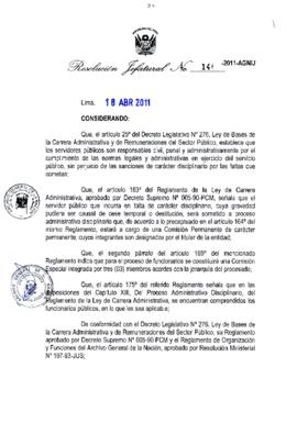 Resolución Jefatural N° 144-2011-AGN/J