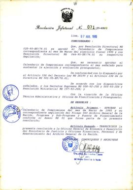 Resolución Jefatural N° 071-1995/AGN/J