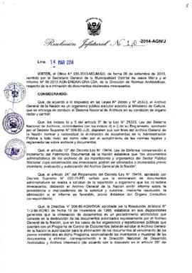 Resolución Jefatural N° 100-2014-AGN/J