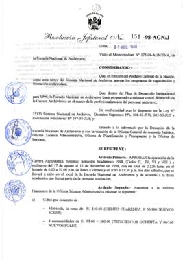 Resolución Jefatural N° 151-1998/AGN/J