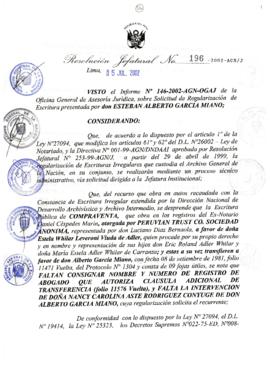 Resolución Jefatural N° 196-2002/AGN/J