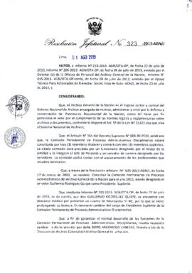 Resolución Jefatural N° 323-2013-AGN/J