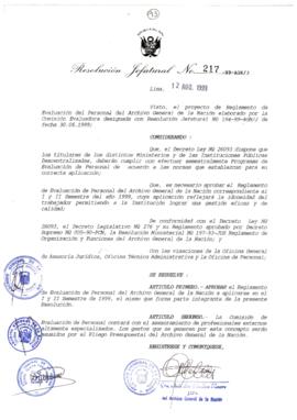 Resolución Jefatural N° 217-1999/AGN/J