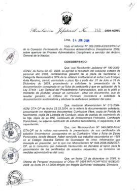 Resolución Jefatural N° 241-2009-AGN/J