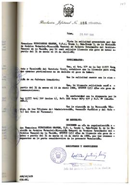 Resolución Jefatural N° 086-1986/AGN/J