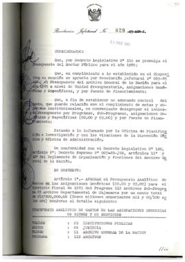 Resolución Jefatural N° 029-1985/AGN/J