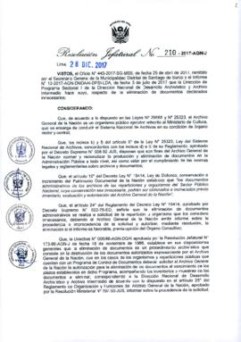 Resolución Jefatural N° 210-2017-AGN/J